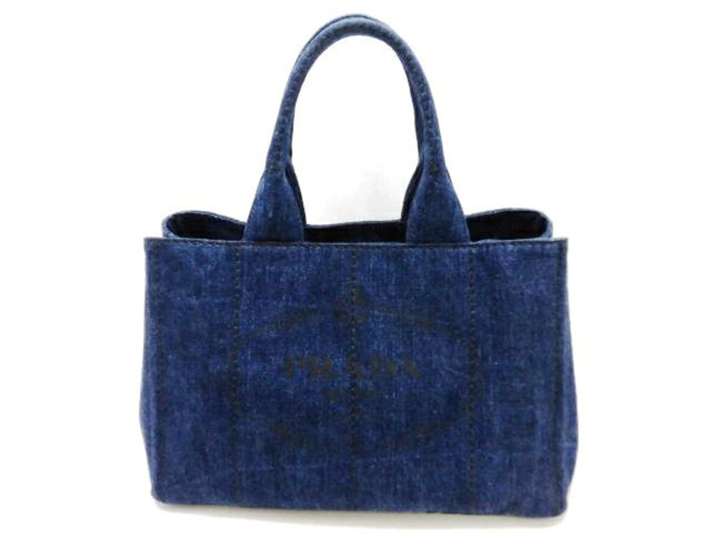 Prada Canapa Tote Handbag Denim AVIO Blue
